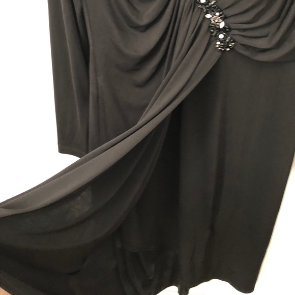 David Meister Long Sleeve Front Slit Dress with Beading on the Front - Picture 5 of 9